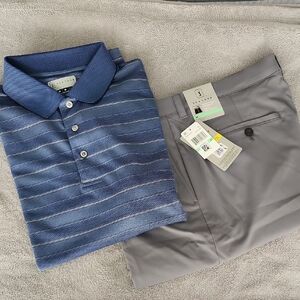 Calvin Klein Men's Navy and Gray Polo Shirt